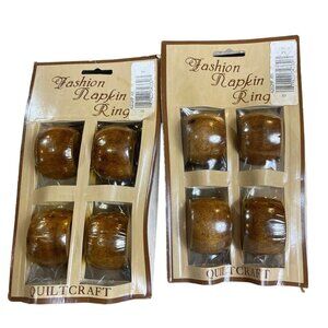Vintage Quilt Craft Solid Wood  Napkin Rings • Set of 4 • 1.75” Wide